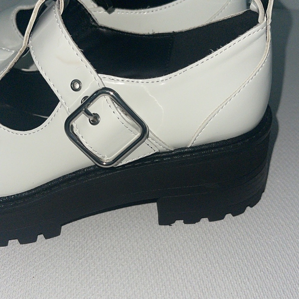Zara White and Black T Straps Chunky Loafers NWT - Picture 8 of 11